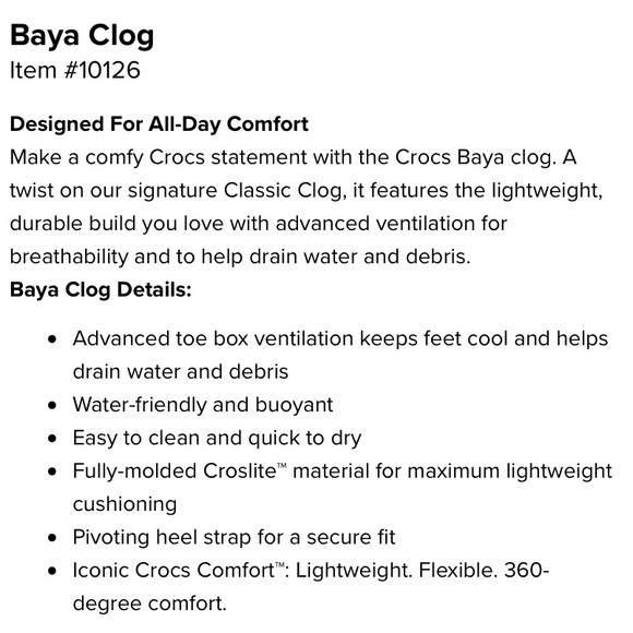 CROCS HTF BAYA CLOGS BRIGHT WHITE New with Tags Women’s 10/Men’s 8 - Picture 9 of 11